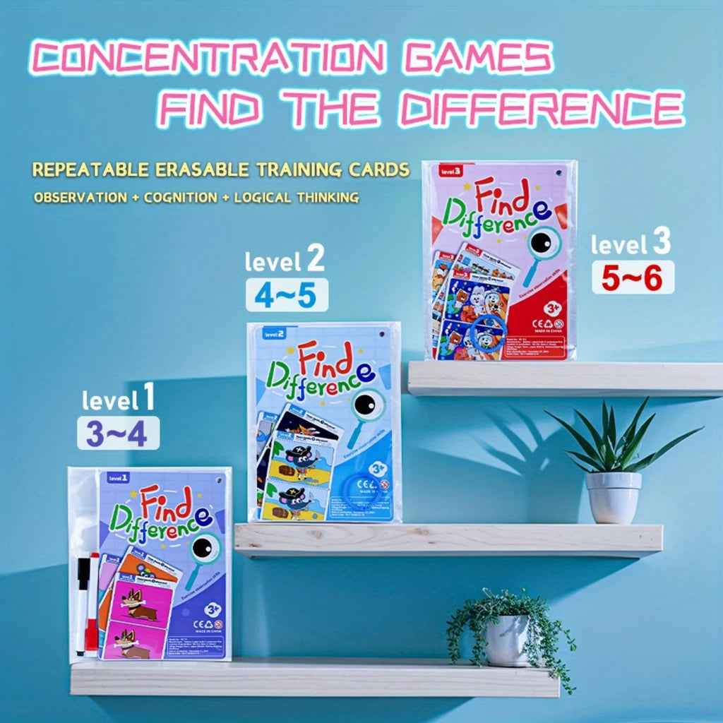 Reusable "Find Differences" Training Game with Color Illustrations-MamaToddler-Level 1-Mama Toddler