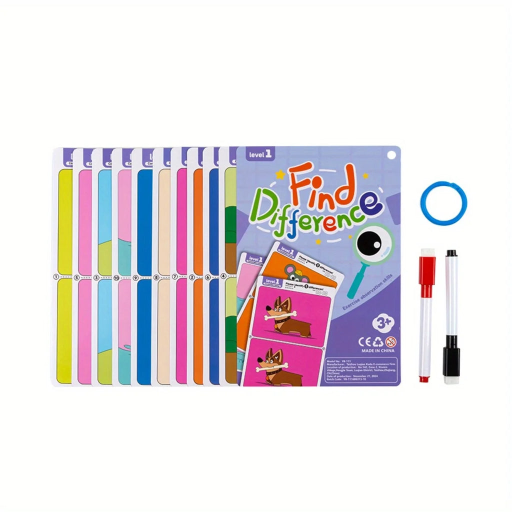 Reusable "Find Differences" Training Game with Color Illustrations-MamaToddler-Level 1-Mama Toddler