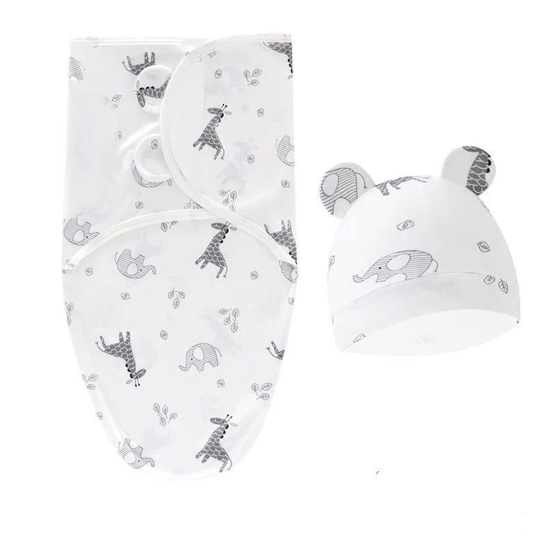 Cotton Printed Newborn Baby Swaddle And Hat Set-MamaToddler-Floral-Mama Toddler