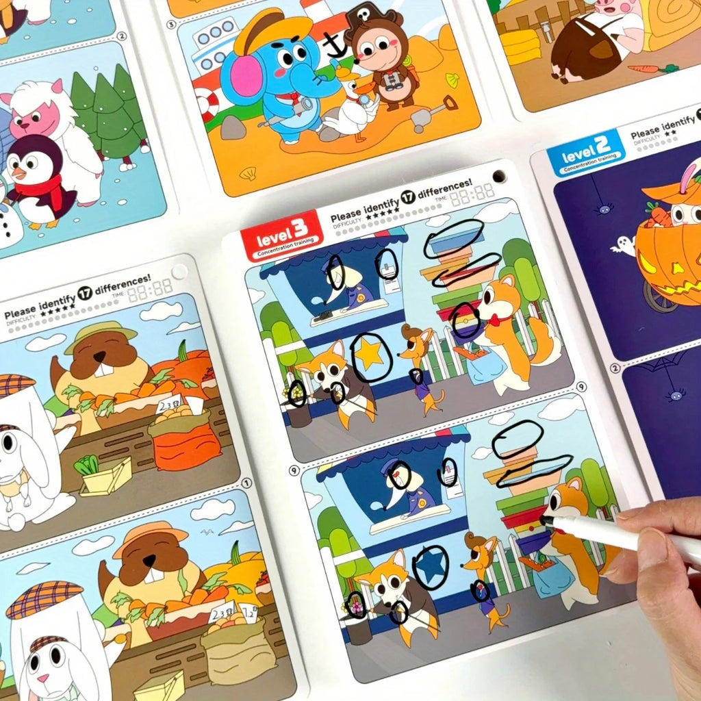 Reusable "Find Differences" Training Game with Color Illustrations-MamaToddler-Level 1-Mama Toddler