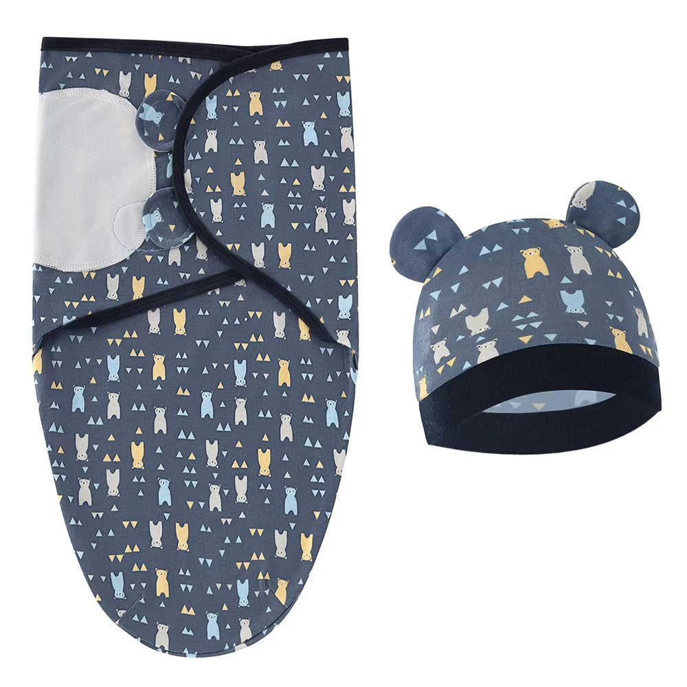 Cotton Printed Newborn Baby Swaddle And Hat Set-MamaToddler-Floral-Mama Toddler