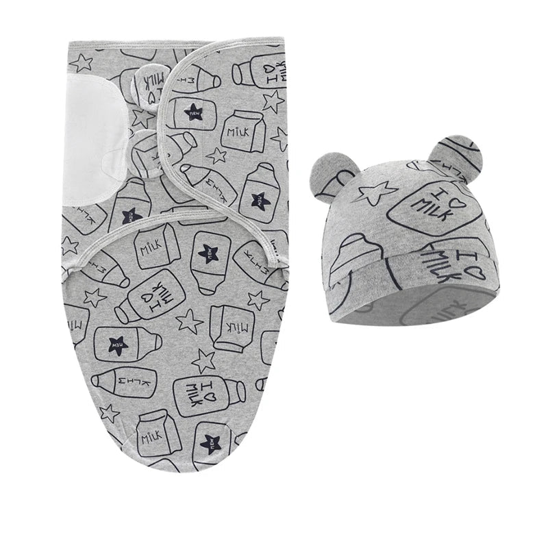 Cotton Printed Newborn Baby Swaddle And Hat Set-MamaToddler-Floral-Mama Toddler