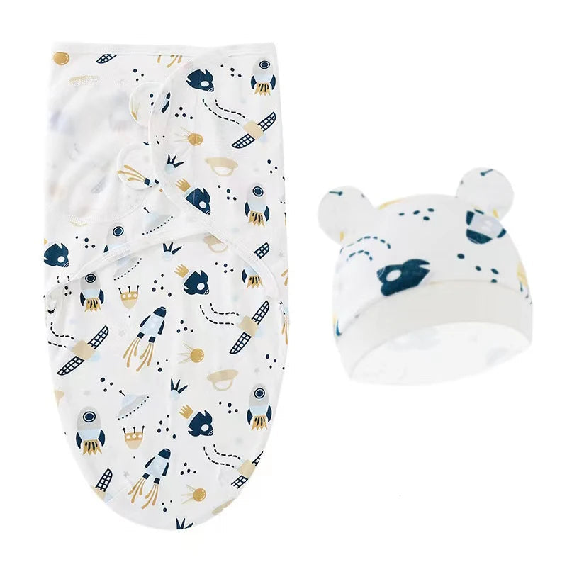 Cotton Printed Newborn Baby Swaddle And Hat Set-MamaToddler-Floral-Mama Toddler