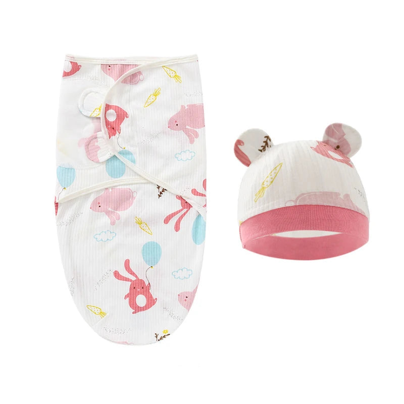 Cotton Printed Newborn Baby Swaddle And Hat Set-MamaToddler-Floral-Mama Toddler