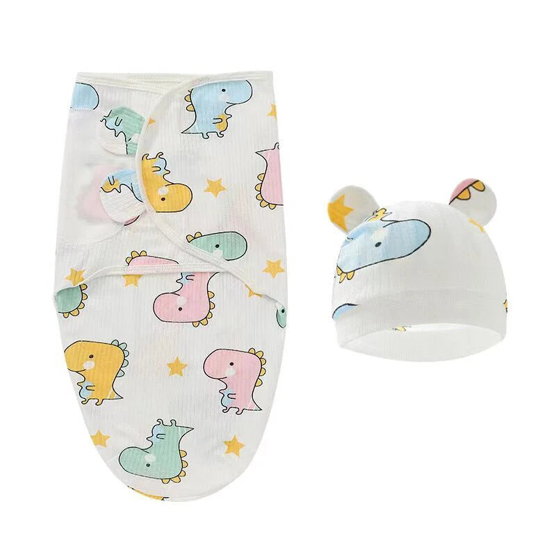 Cotton Printed Newborn Baby Swaddle And Hat Set-MamaToddler-Floral-Mama Toddler