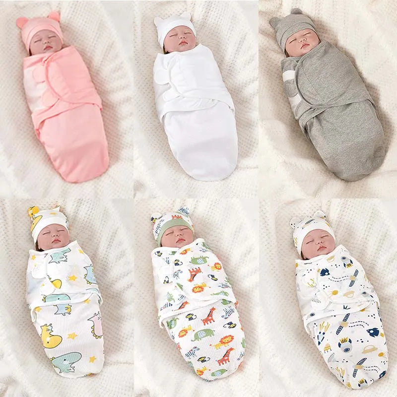 Cotton Printed Newborn Baby Swaddle And Hat Set-MamaToddler-Floral-Mama Toddler