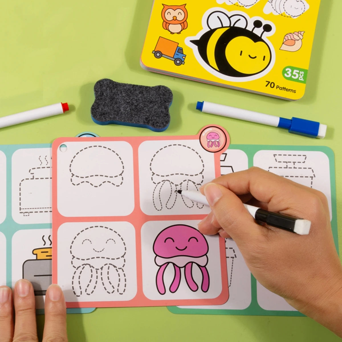70 Patterns Step-By-Step Reusable Drawing Card Book – MamaToddler
