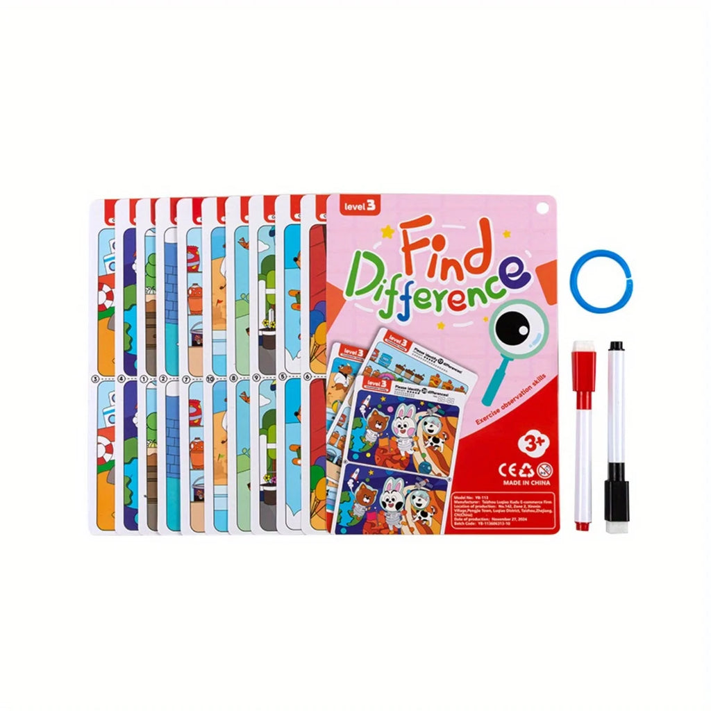 Reusable "Find Differences" Training Game with Color Illustrations-MamaToddler-Level 1-Mama Toddler