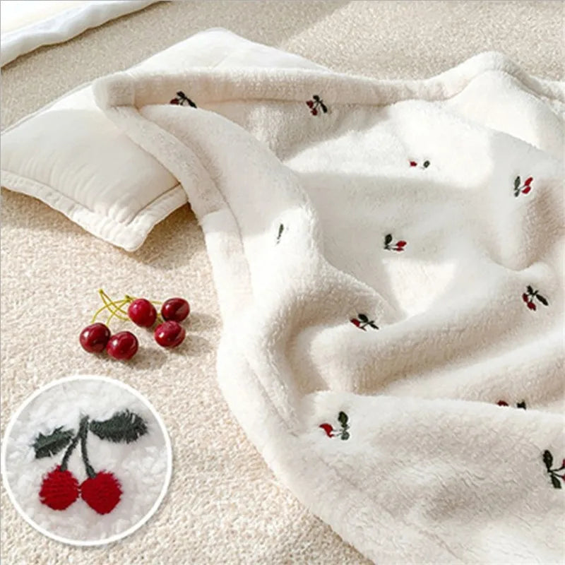 Soft Fleece Flannel Baby Blanket-MamaToddler-Cherries-125x90 CM-Mama Toddler