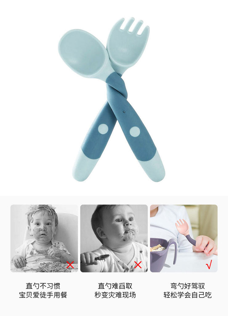 Spoon & Fork Baby Utensils-Mama Toddler-Blue Green Set-Mama Toddler