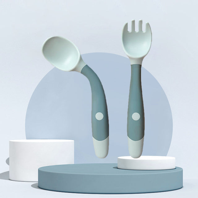 Spoon & Fork Baby Utensils-Mama Toddler-Blue Green Set-Mama Toddler