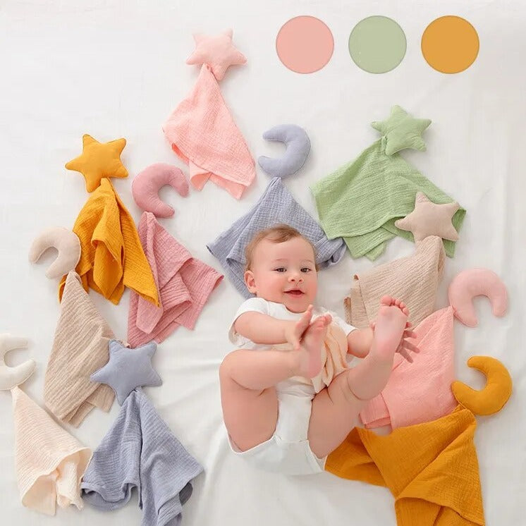 Star & Moon Baby Cotton Muslin Comforter-MamaToddler-Star - Khaki-Mama Toddler