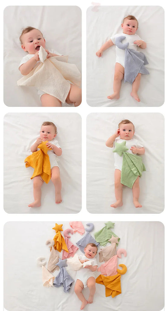 Star & Moon Baby Cotton Muslin Comforter-MamaToddler-Star - Khaki-Mama Toddler