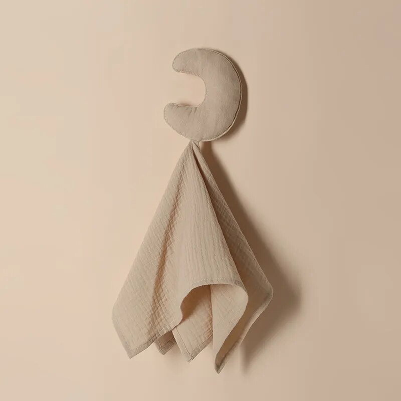 Star & Moon Baby Cotton Muslin Comforter-MamaToddler-Moon - Khaki-Mama Toddler
