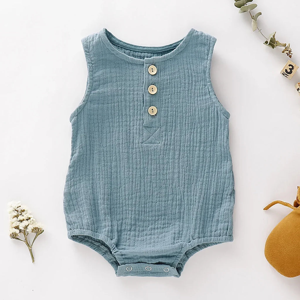 summer infant muslin Summer Infant Muslin Sleeveless Newborn Rompers – MamaToddler