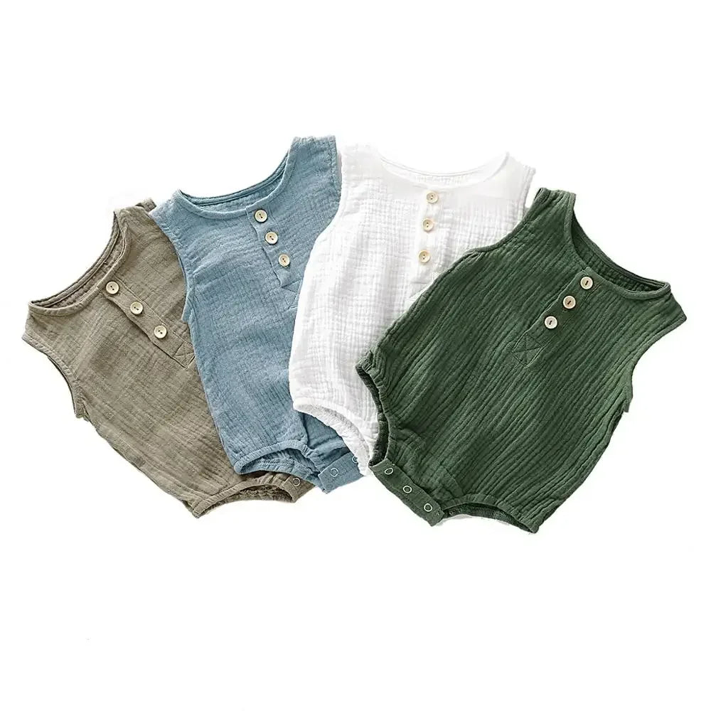 summer infant muslin Summer Infant Muslin Sleeveless Newborn Rompers – MamaToddler
