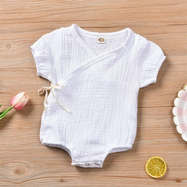 Summer Short Sleeve Plain Romper-Mama Toddler-White-0-3 Months-Mama Toddler
