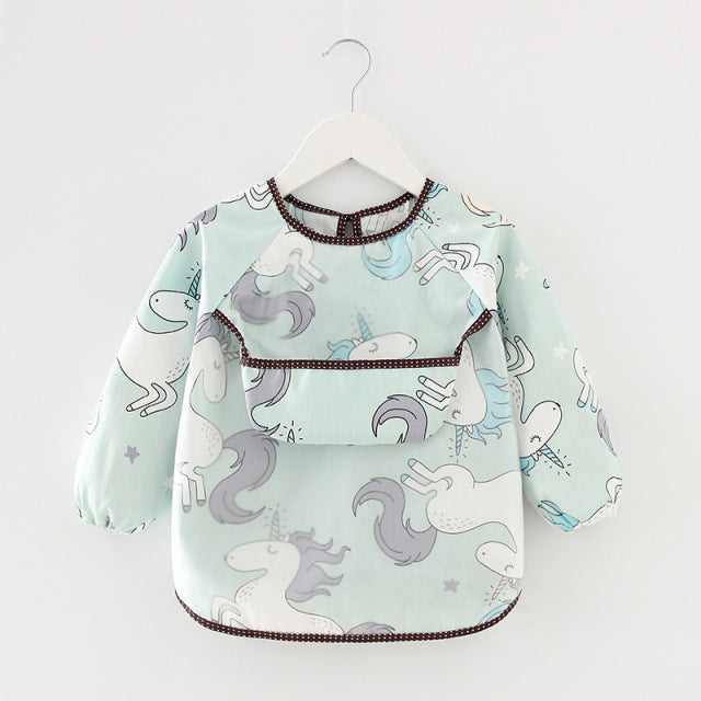 Toddler Long Sleeve Waterproof Feeding Bib-Mama Toddler-Unicorn Blue-Mama Toddler