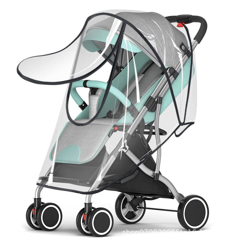 Universal Stroller Rain & Wind Cover-MamaToddler-Green - Front-side Zipper - EVA Wind Cover-Mama Toddler