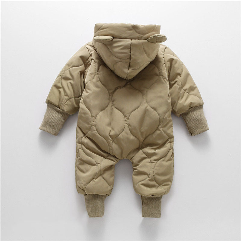 Winter Bear Baby Romper With Fleece Lining-Mama Toddler-Green-3-6 Months-Mama Toddler