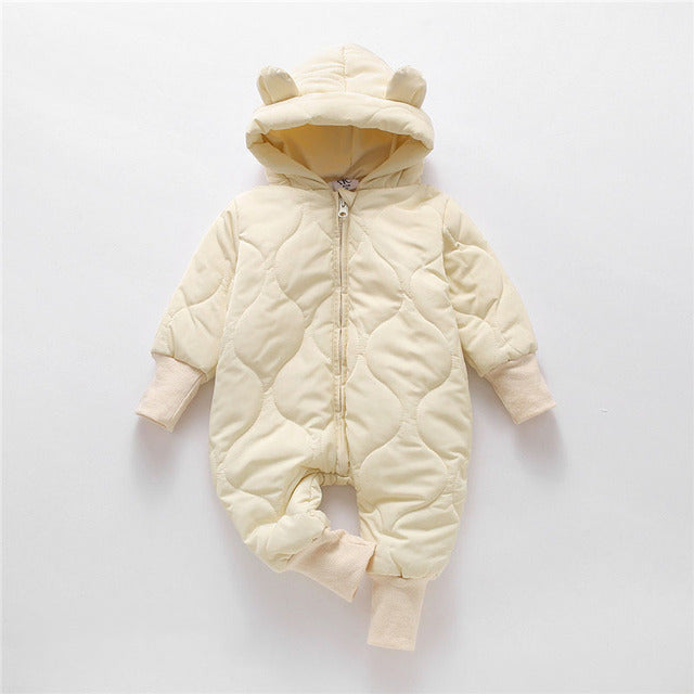 Winter Bear Baby Romper With Fleece Lining-Mama Toddler-Beige-3-6 Months-Mama Toddler