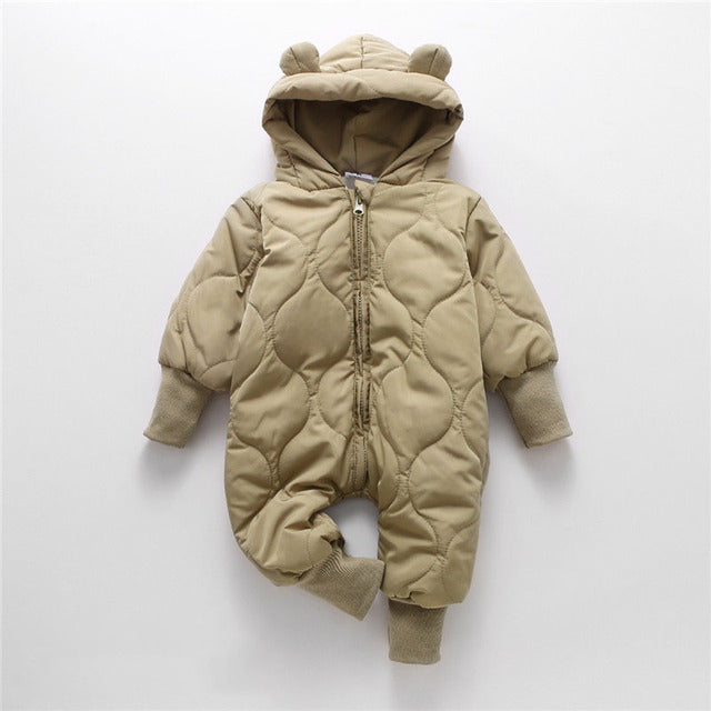 Winter Bear Baby Romper With Fleece Lining-Mama Toddler-Green-3-6 Months-Mama Toddler