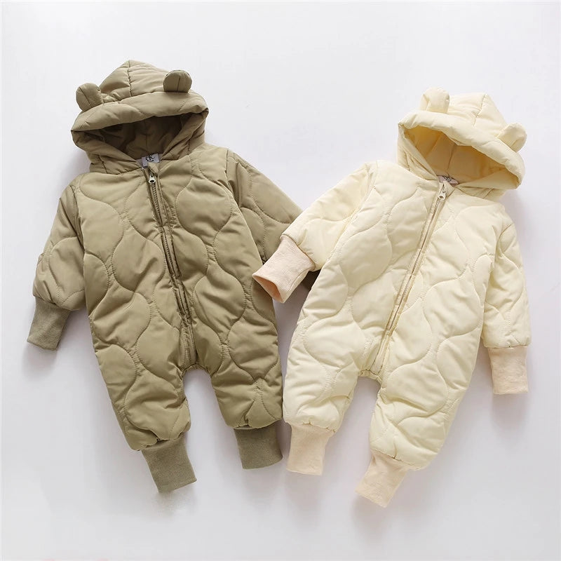 Winter Bear Baby Romper With Fleece Lining MamaToddler Winter Bear Baby Romper With Fleece Lining MamaToddler
